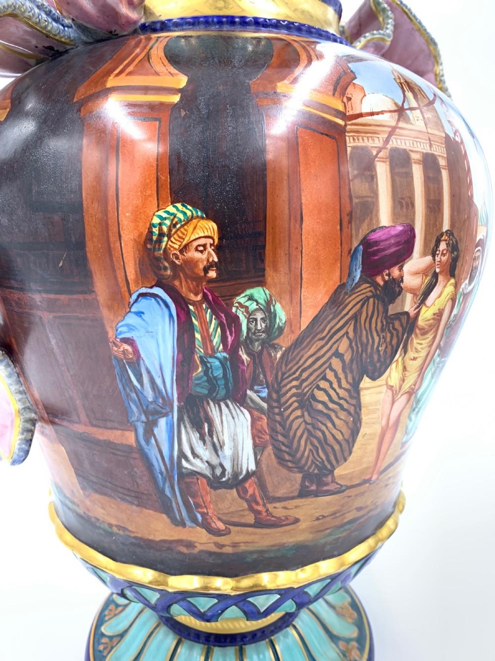 ORIENTAL PORCELAIN VASE DEPICTING ARAB MARKET  View VI