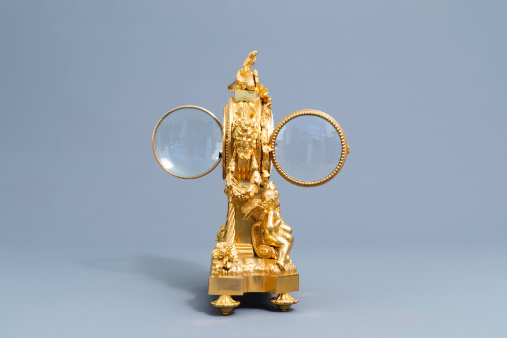 A GILT BRONZE SÈVRES STYLE CLOCK SET, LOUIS XV STYLE, FRANCE, 19TH CENTURY  View VI