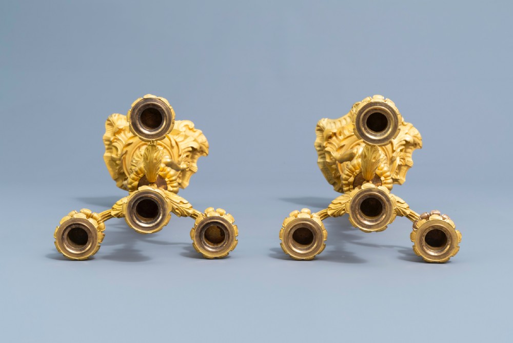 A GILT BRONZE SÈVRES STYLE CLOCK SET, LOUIS XV STYLE, FRANCE, 19TH CENTURY  View XXIV