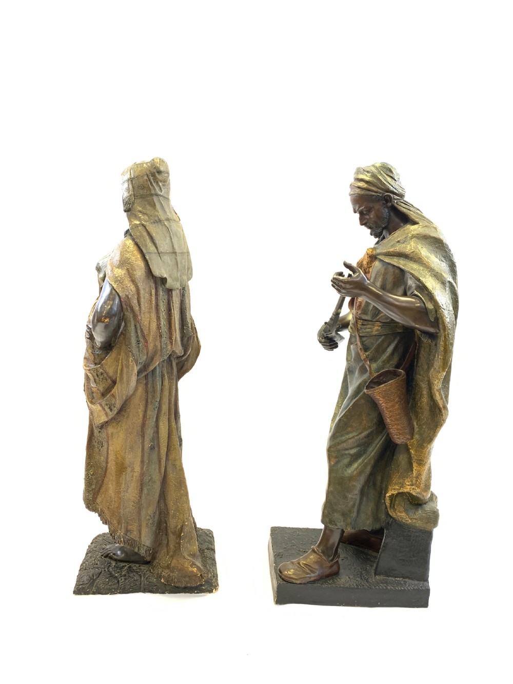 PAIR OF POLYCHROME TERRACOTTA FIGURES OF AN ORIENTAL LADY AND ARAB SOLDIER BY FRIEDRICH GOLDSCHEIDER, 19TH CENTURY  View II