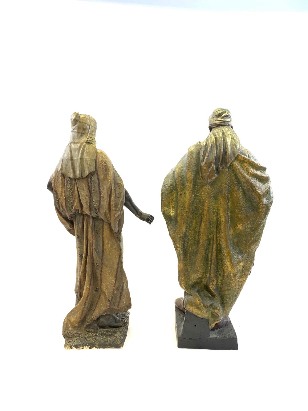 PAIR OF POLYCHROME TERRACOTTA FIGURES OF AN ORIENTAL LADY AND ARAB SOLDIER BY FRIEDRICH GOLDSCHEIDER, 19TH CENTURY  View III