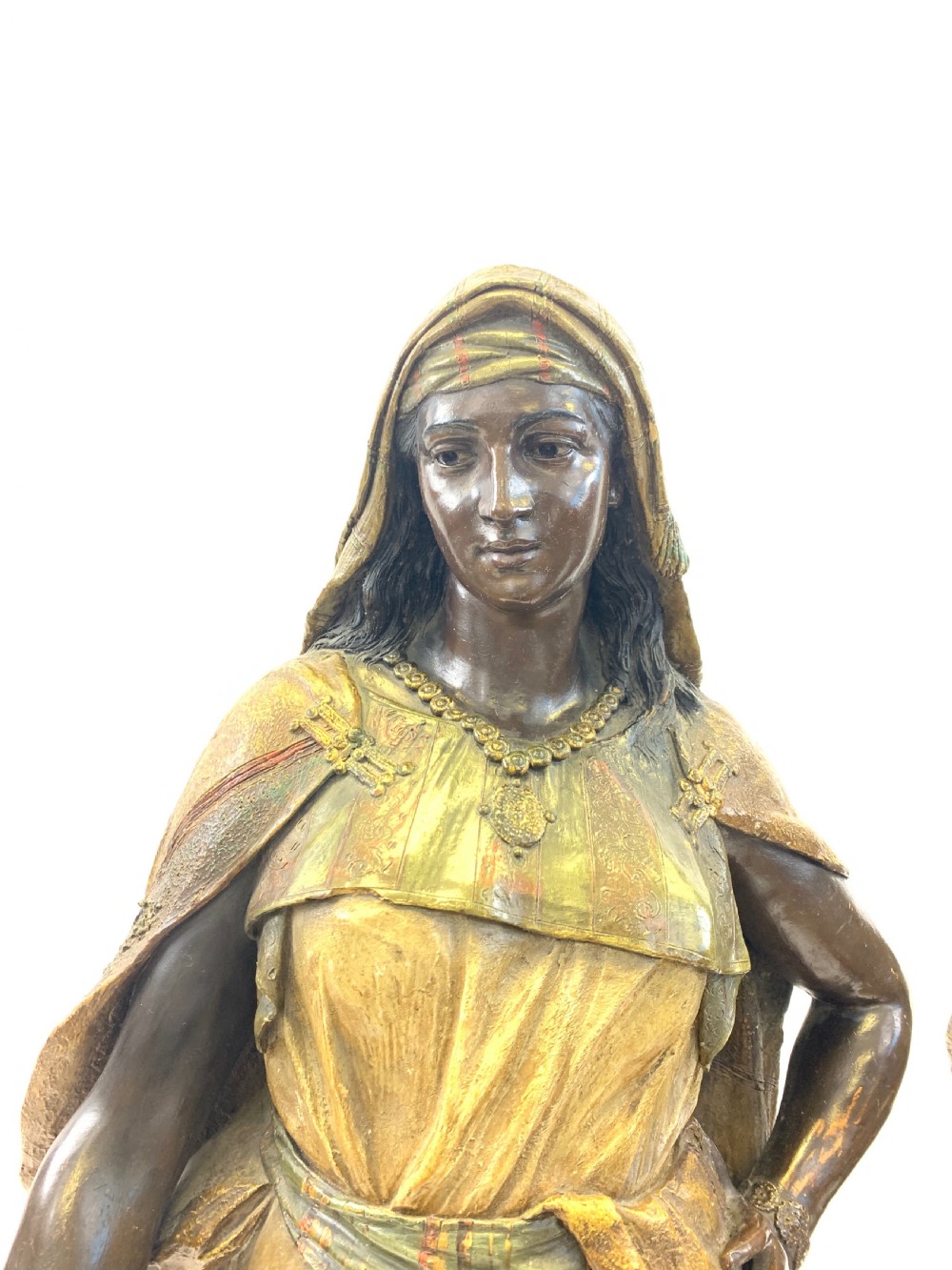 PAIR OF POLYCHROME TERRACOTTA FIGURES OF AN ORIENTAL LADY AND ARAB SOLDIER BY FRIEDRICH GOLDSCHEIDER, 19TH CENTURY  View IV