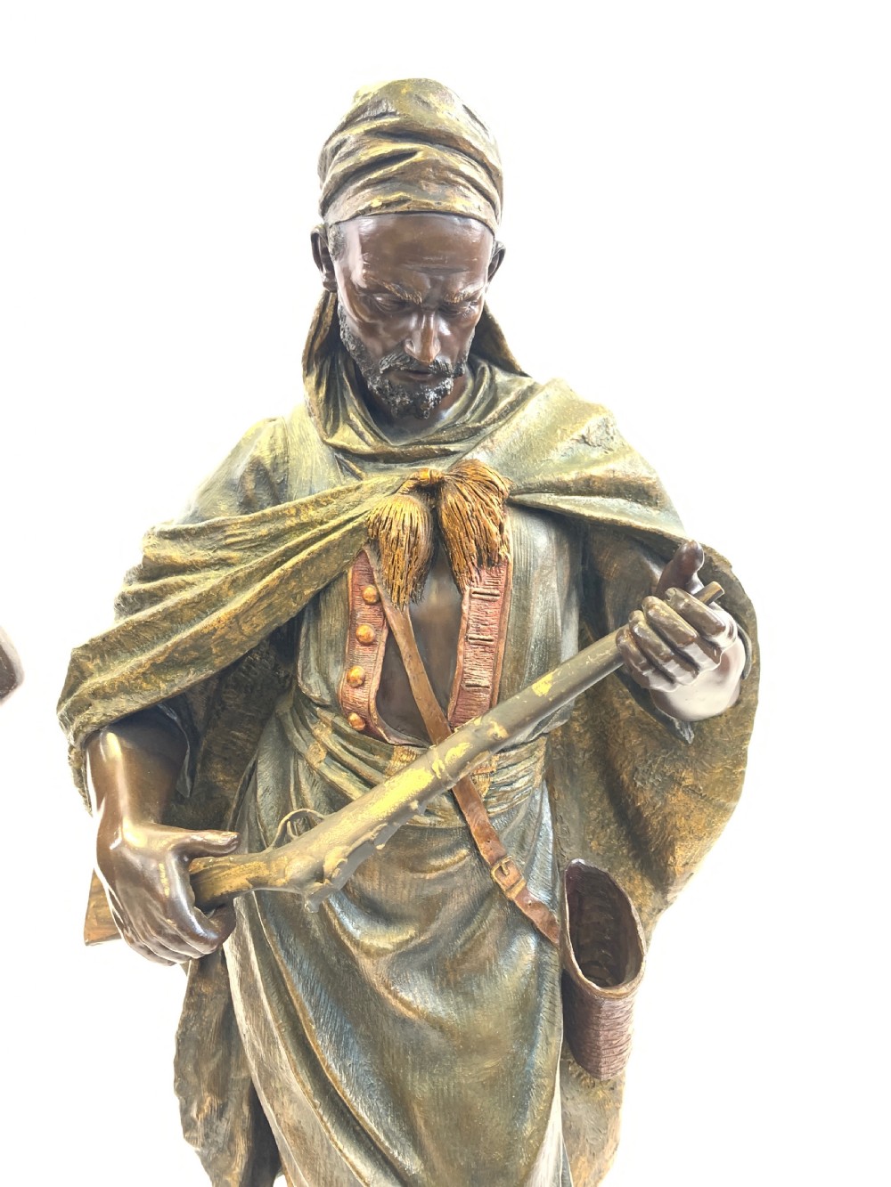 PAIR OF POLYCHROME TERRACOTTA FIGURES OF AN ORIENTAL LADY AND ARAB SOLDIER BY FRIEDRICH GOLDSCHEIDER, 19TH CENTURY  View V