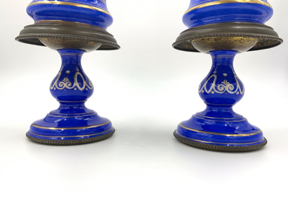 BLUE OPALINE OIL LAMPS FOR THE TURKISH MARKET, FRANCE,19TH CENTURY  View V
