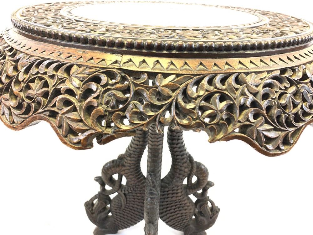 ANTIQUE ANGLO-INDIAN CARVED ROSEWOOD CENTRE TABLE, 19TH CENTURY  View VI