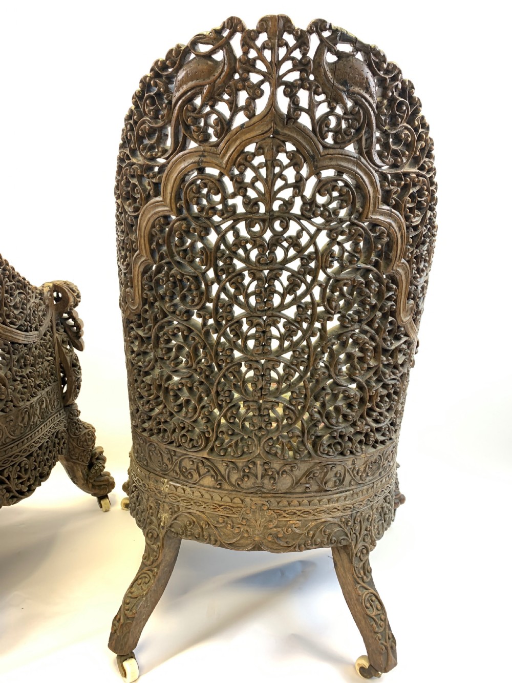 PAIR OF CARVED HARDWOOD ANGLO INDIAN ARM CHAIRS FROM THE BOMBAY PRESIDENCY, 19TH CENTURY  View VIII