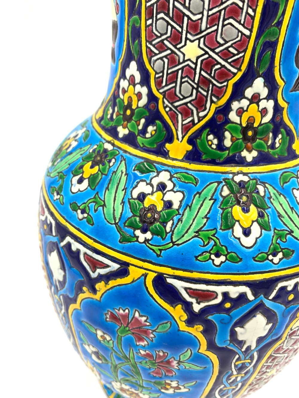 LONGWY FAIENCE ENAMELLED PLATE AND VASE  View VI
