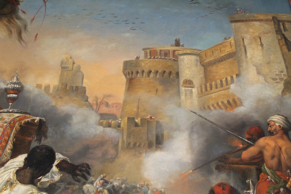 OIL ON CANVAS ORIENTALIST PAINTING DEPICTS THE MASSACRE OF THE MAMELUKES, AFTER HORACE VERNET, ENGLISH SCHOOL, 19TH CENTURY  View IV