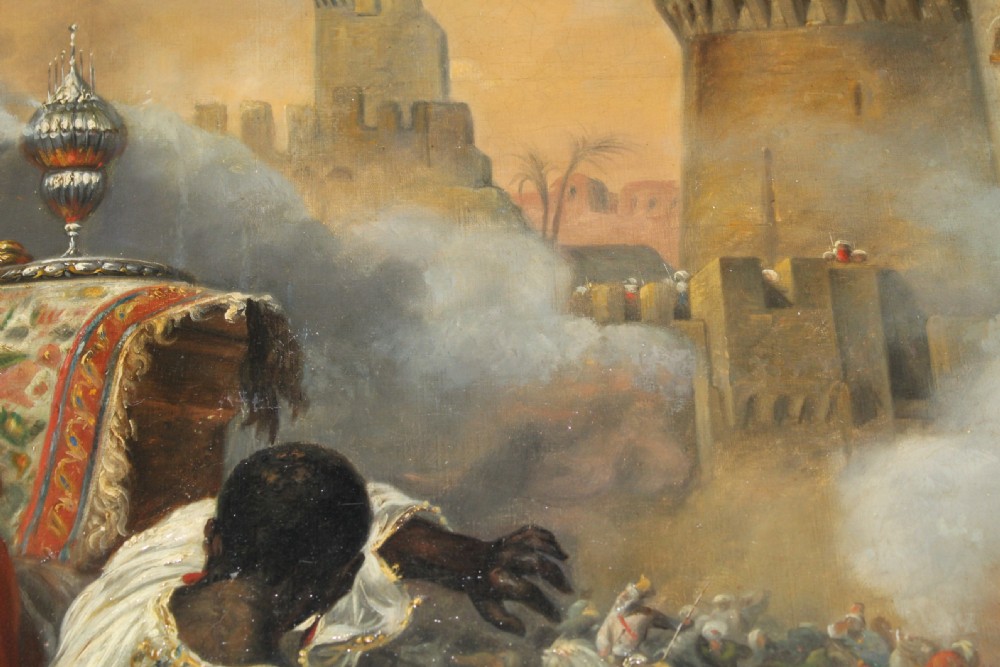 OIL ON CANVAS ORIENTALIST PAINTING DEPICTS THE MASSACRE OF THE MAMELUKES, AFTER HORACE VERNET, ENGLISH SCHOOL, 19TH CENTURY  View VI