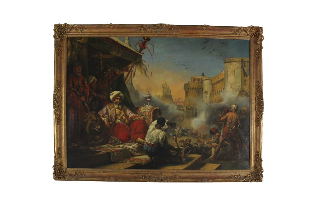 OIL ON CANVAS ORIENTALIST PAINTING DEPICTS THE MASSACRE OF THE MAMELUKES, AFTER HORACE VERNET, ENGLISH SCHOOL, 19TH CENTURY 