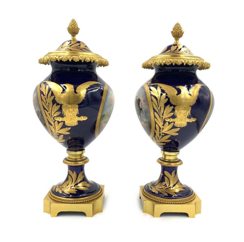 A FINE PAIR OF SEVRES STYLE NAPOLEONIC PORCELAIN VASES  View III