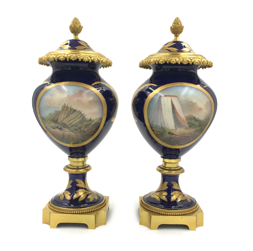 A FINE PAIR OF SEVRES STYLE NAPOLEONIC PORCELAIN VASES  View IV