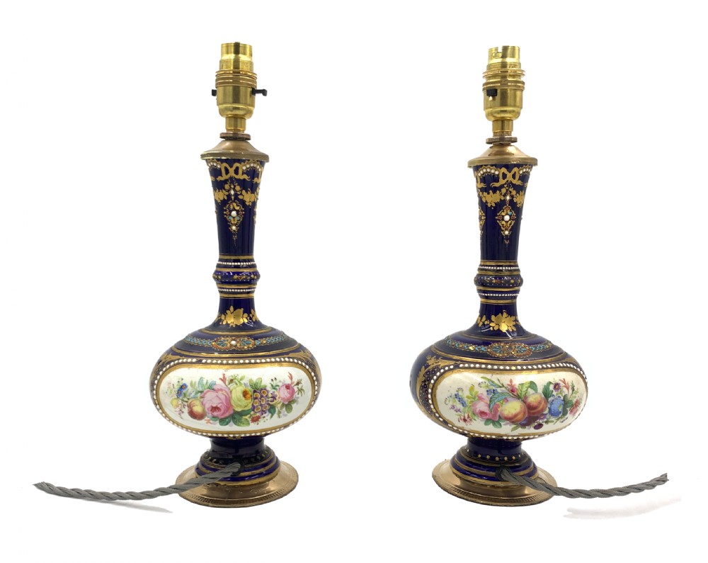 PAIR OF JEWELLED PORCELAIN LAMPS  View III
