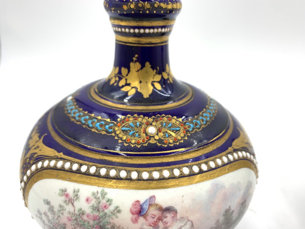 PAIR OF JEWELLED PORCELAIN LAMPS  View X