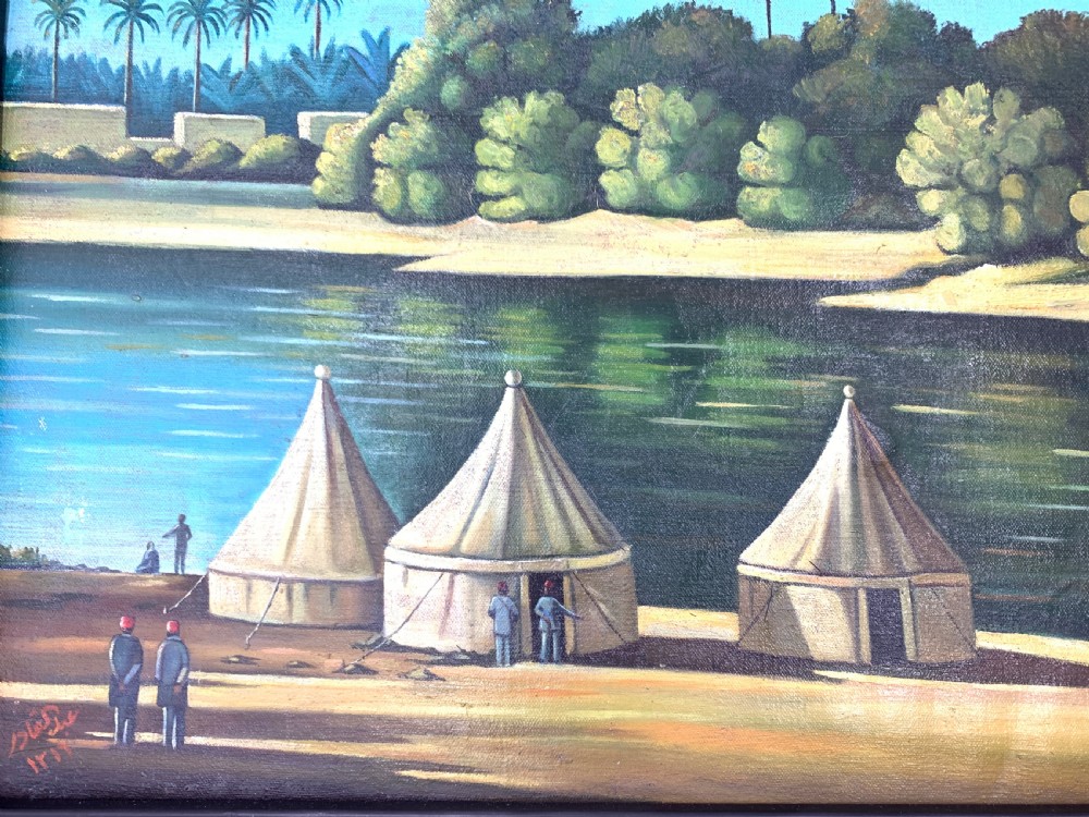 CAMP ON THE TIGRIS, OIL ON CANVAS PAINTING BY ABDUL KADIR AL RASSAM (IRAQ, 1882-1952)  View II
