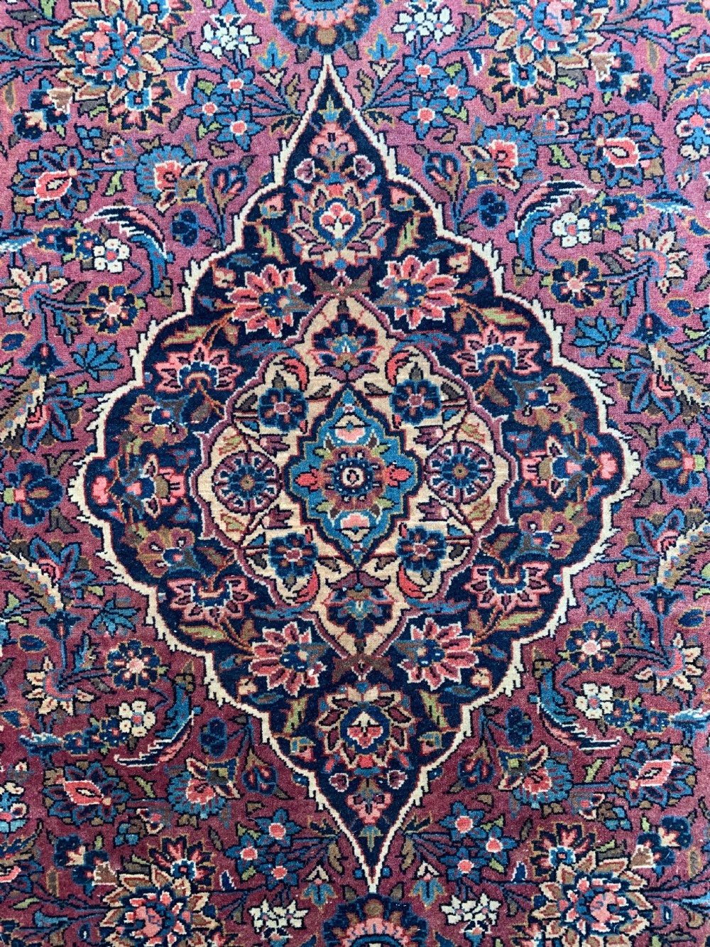 BURGUNDY GROUND PERSIAN KASHAN RUG IN FLORAL DESIGN  View III