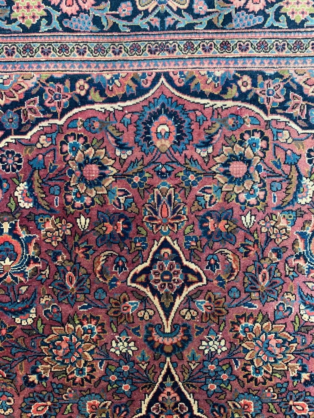 BURGUNDY GROUND PERSIAN KASHAN RUG IN FLORAL DESIGN  View IV