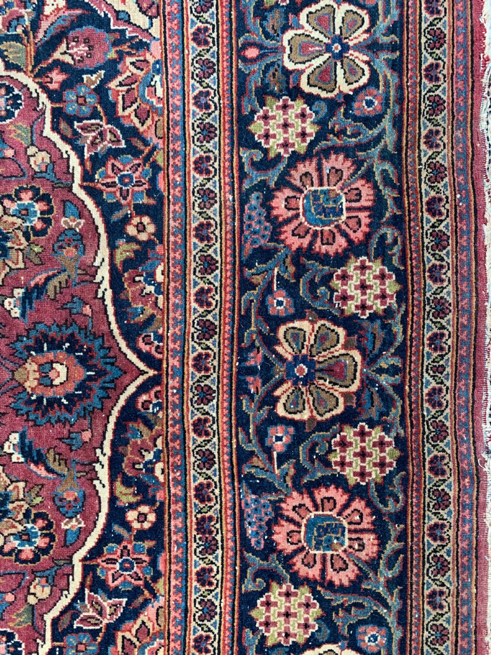 BURGUNDY GROUND PERSIAN KASHAN RUG IN FLORAL DESIGN  View VII