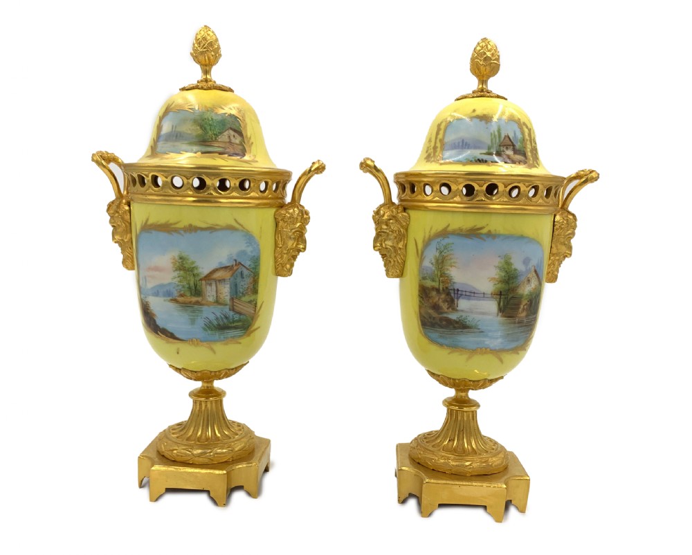 PAIR OF 19TH CENTURY SEVRES STYLE PORCELAIN AND ORMOLU LIDDED VASES  View III