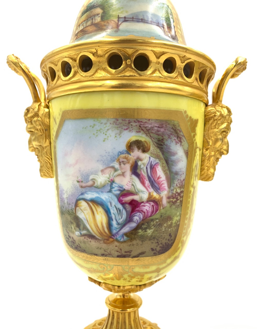 PAIR OF 19TH CENTURY SEVRES STYLE PORCELAIN AND ORMOLU LIDDED VASES  View IV