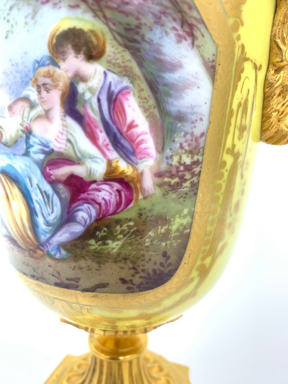 PAIR OF 19TH CENTURY SEVRES STYLE PORCELAIN AND ORMOLU LIDDED VASES  View V
