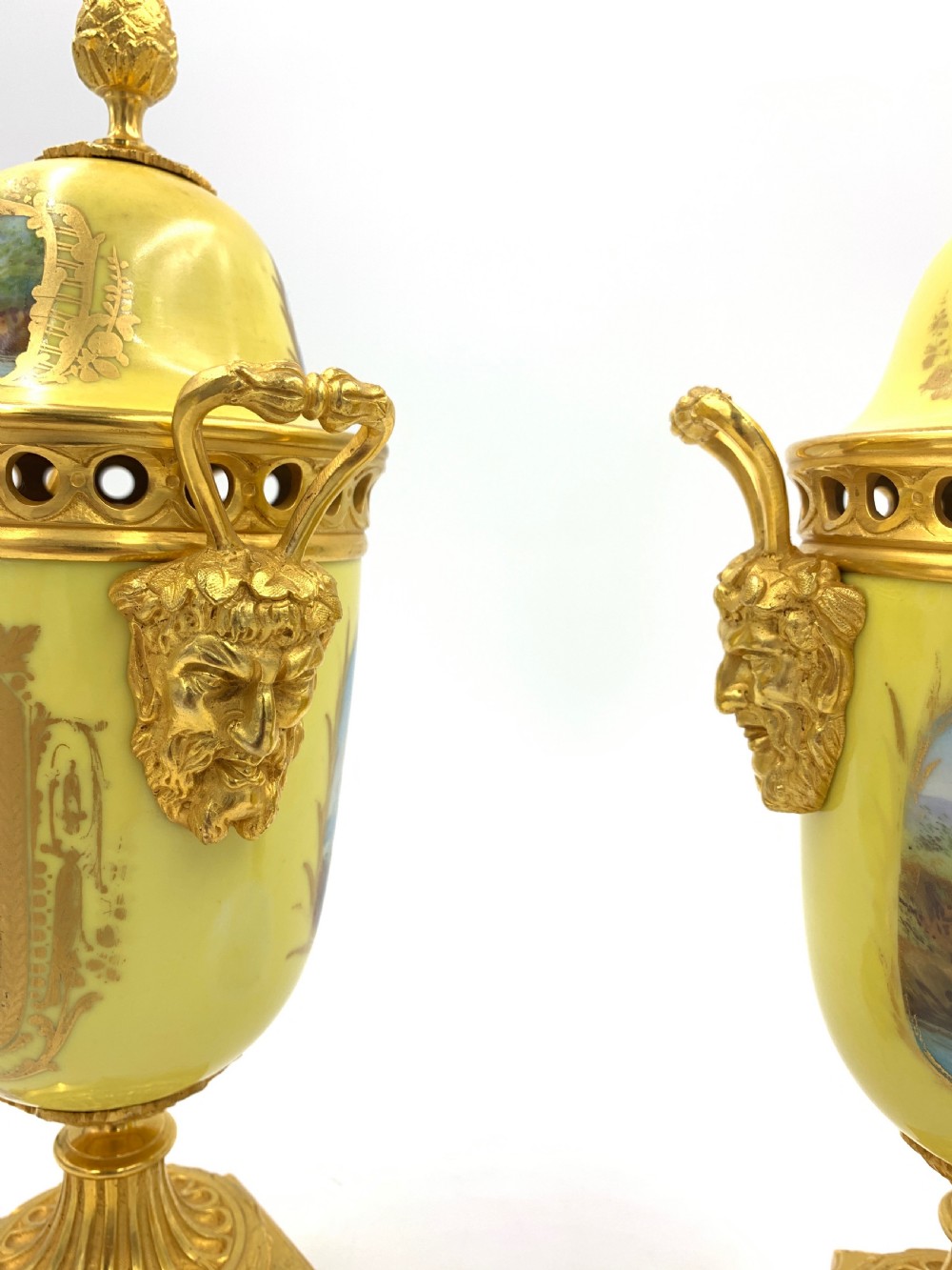 PAIR OF 19TH CENTURY SEVRES STYLE PORCELAIN AND ORMOLU LIDDED VASES  View VI
