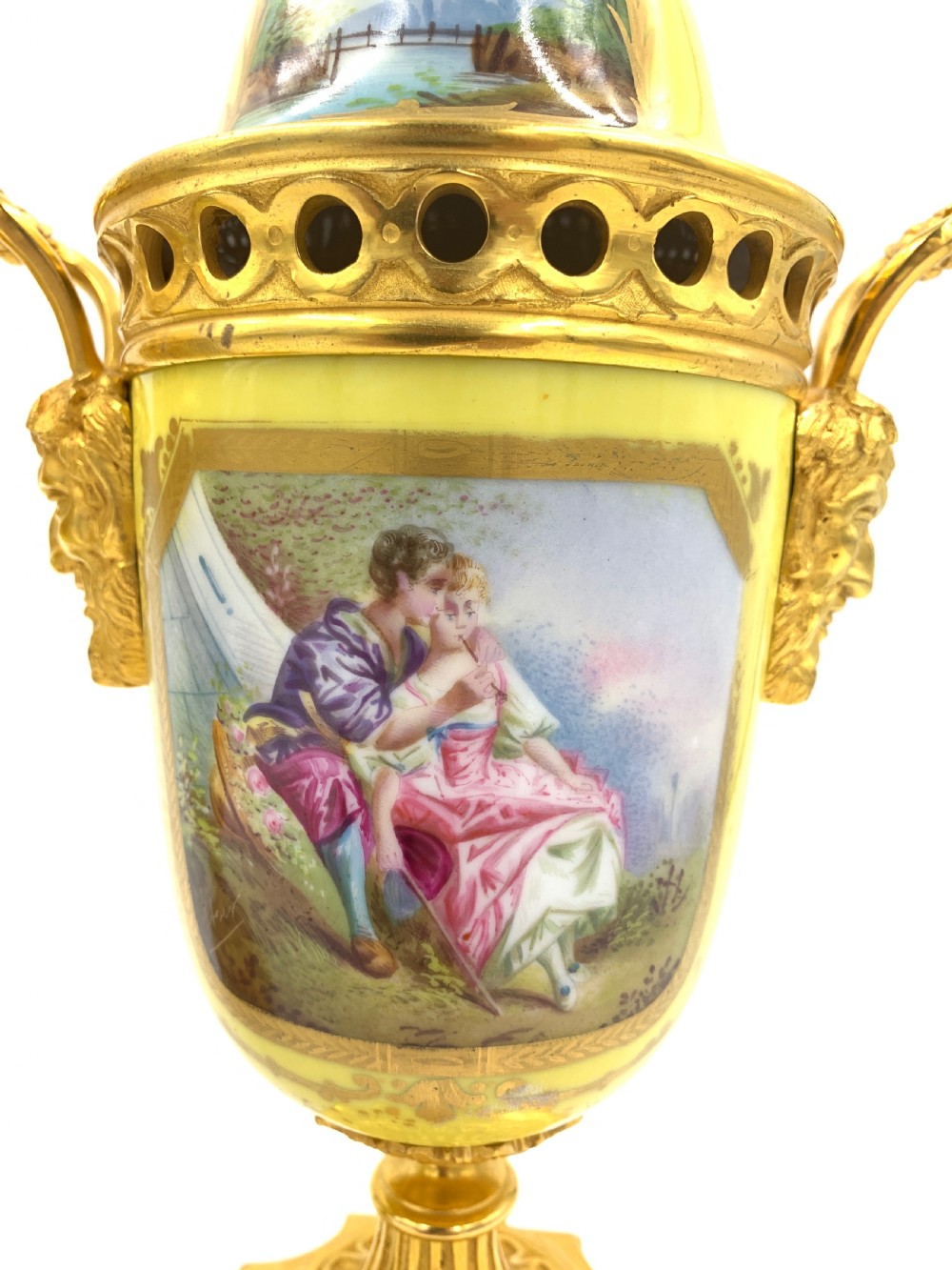 PAIR OF 19TH CENTURY SEVRES STYLE PORCELAIN AND ORMOLU LIDDED VASES  View VII