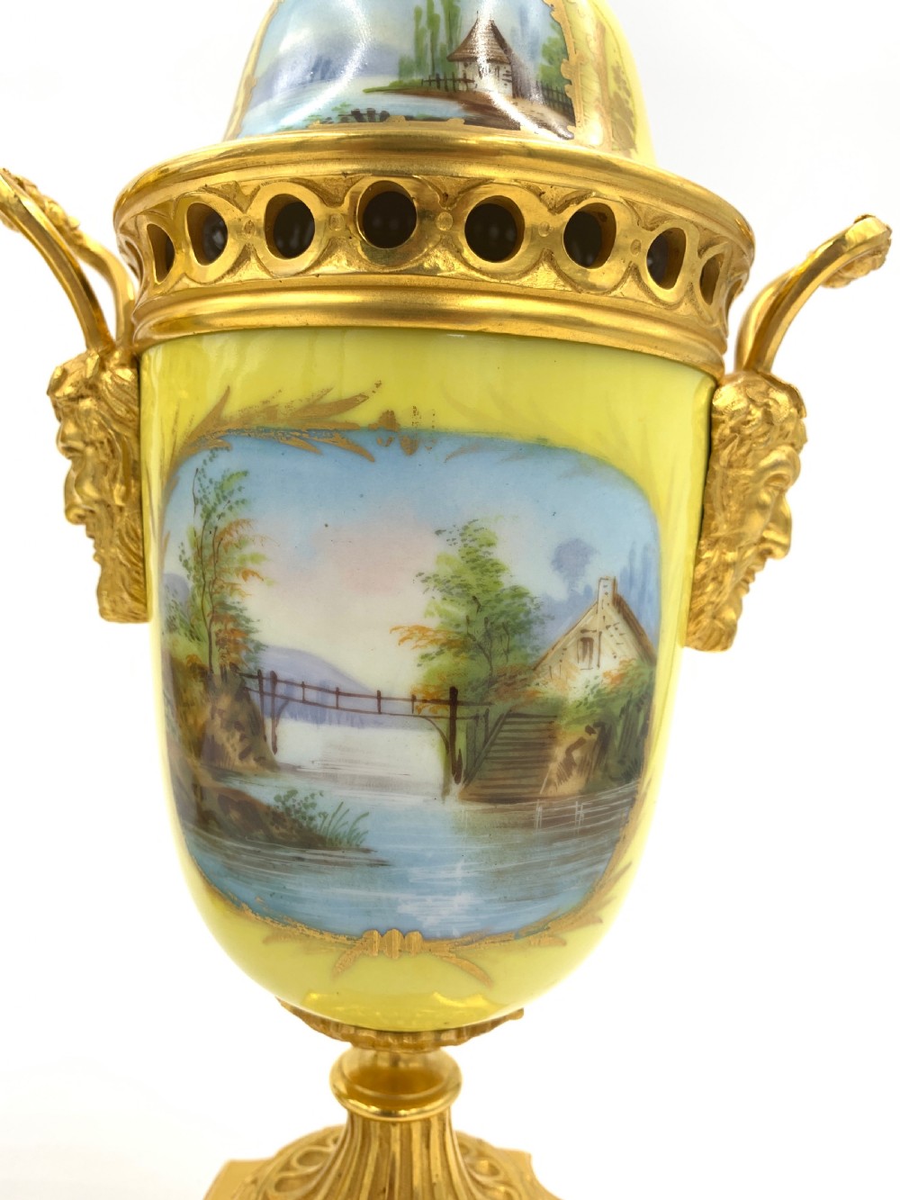 PAIR OF 19TH CENTURY SEVRES STYLE PORCELAIN AND ORMOLU LIDDED VASES  View X