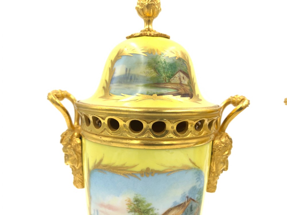 PAIR OF 19TH CENTURY SEVRES STYLE PORCELAIN AND ORMOLU LIDDED VASES  View XII
