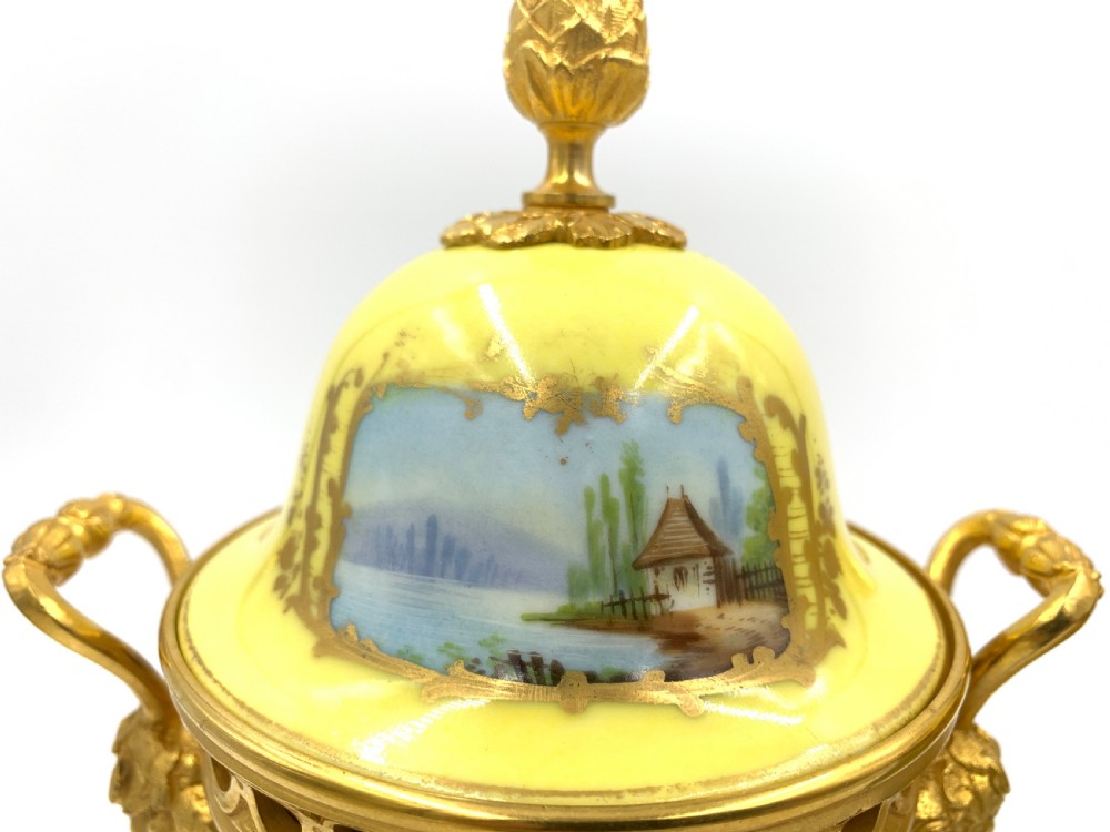 PAIR OF 19TH CENTURY SEVRES STYLE PORCELAIN AND ORMOLU LIDDED VASES  View XIII