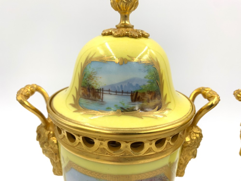 PAIR OF 19TH CENTURY SEVRES STYLE PORCELAIN AND ORMOLU LIDDED VASES  View XIV