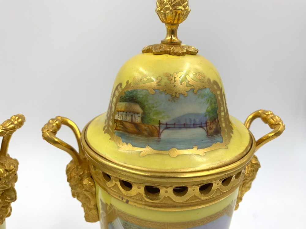 PAIR OF 19TH CENTURY SEVRES STYLE PORCELAIN AND ORMOLU LIDDED VASES  View XV