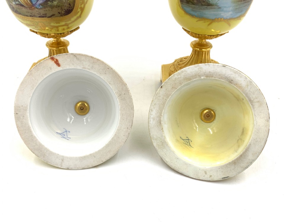 PAIR OF 19TH CENTURY SEVRES STYLE PORCELAIN AND ORMOLU LIDDED VASES  View XVII