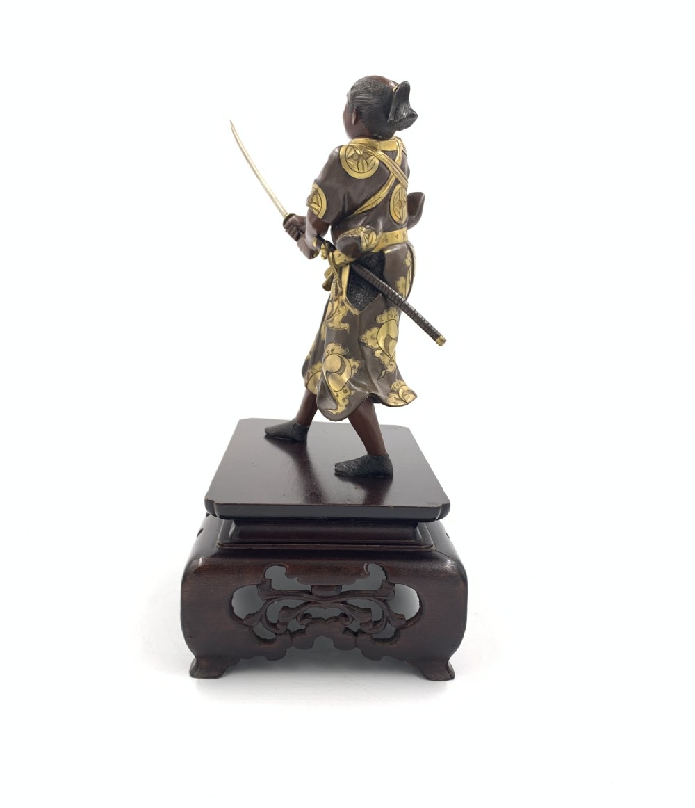 JAPANESE BRONZE SAMURAI FIGURE, MEIJI PERIOD  View II