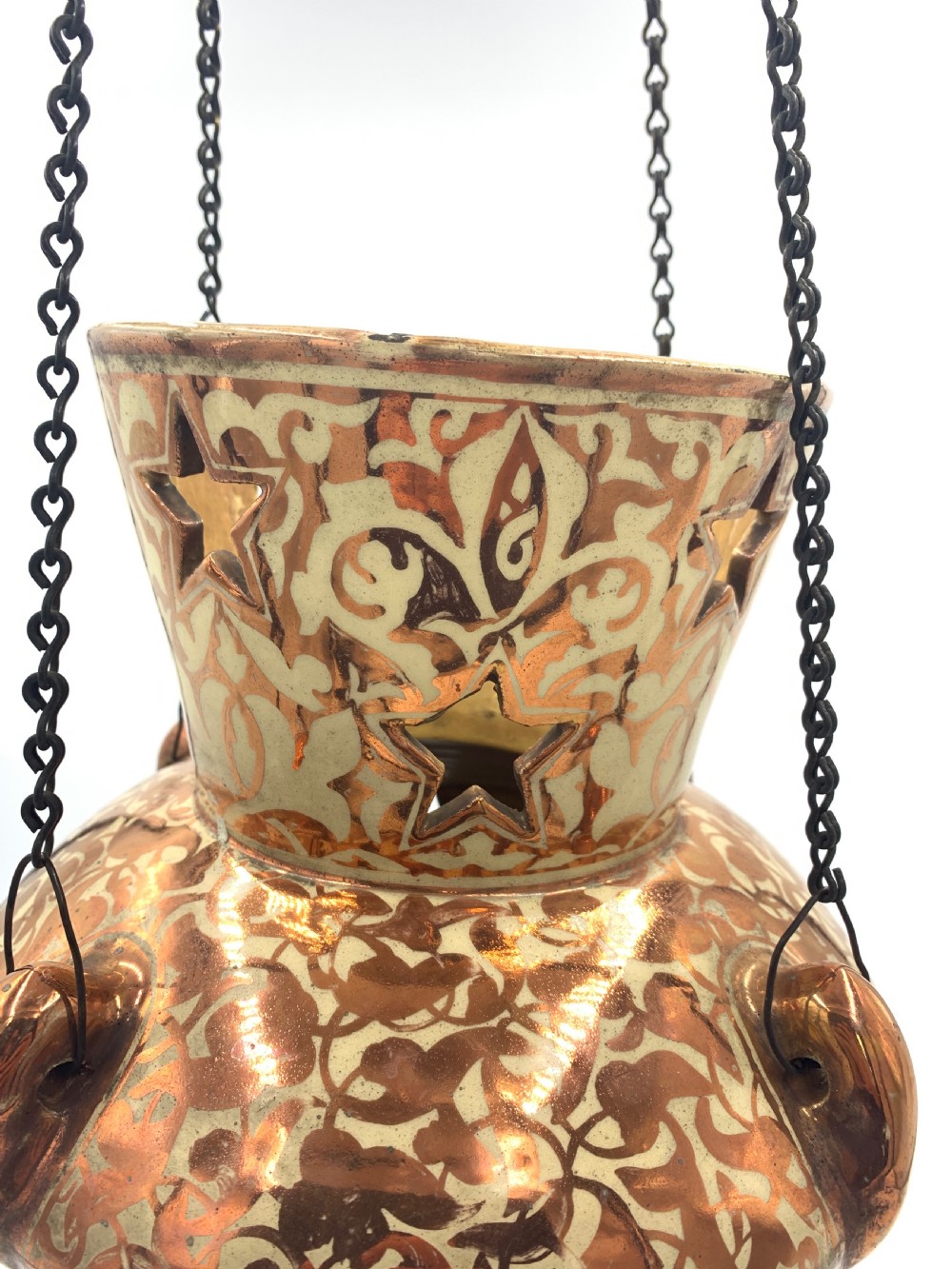 SPANISH HISPANO-MORESQUE LUSTER ISLAMIC MOSQUE LAMP, LATE 17TH CENTURY  View III