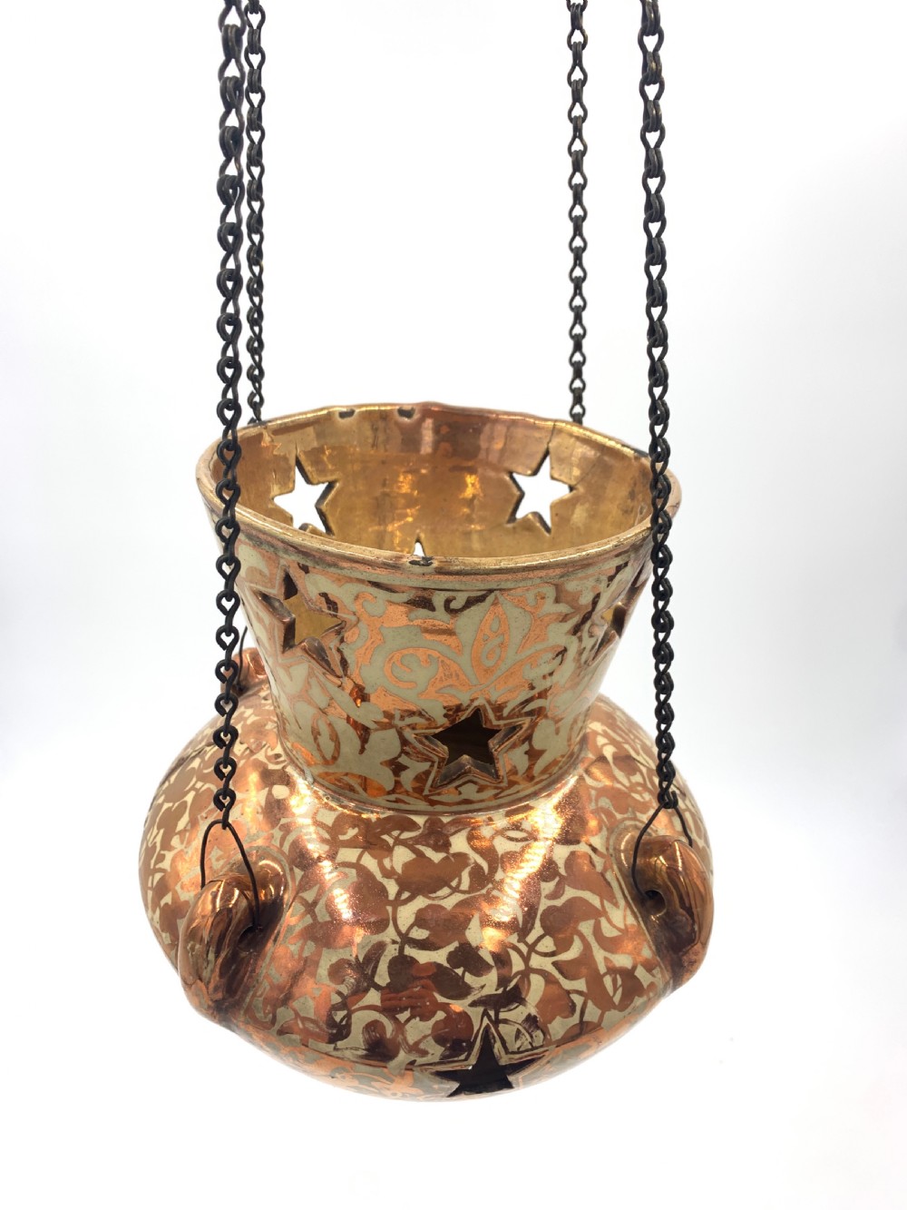 SPANISH HISPANO-MORESQUE LUSTER ISLAMIC MOSQUE LAMP, LATE 17TH CENTURY  View IV