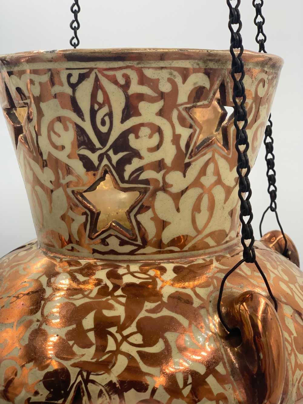 SPANISH HISPANO-MORESQUE LUSTER ISLAMIC MOSQUE LAMP, LATE 17TH CENTURY  View V
