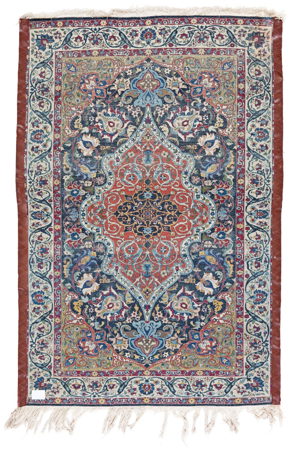 ANTIQUE WOOL AND PART SILK PERSIAN TEHRAN RUG  View II