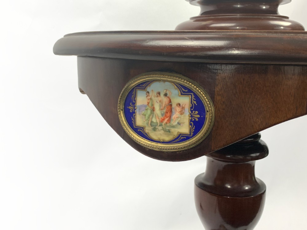 MAHOGANY LAMP STANDARD DECORATED WITH SEVRES STYLE PORCELAIN PLAQUES  View IV
