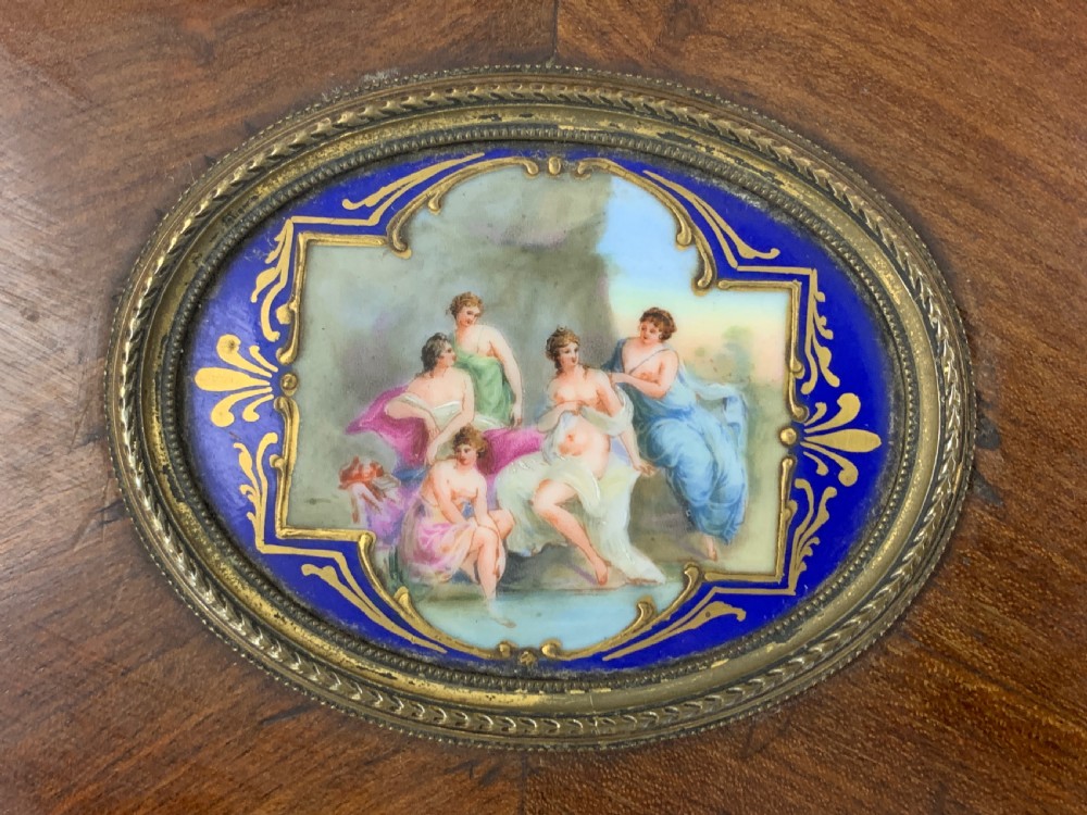 MAHOGANY LAMP STANDARD DECORATED WITH SEVRES STYLE PORCELAIN PLAQUES  View VII