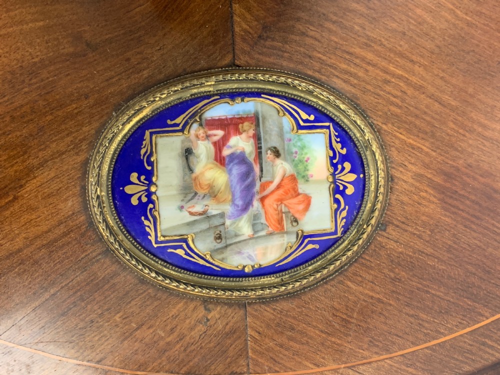 MAHOGANY LAMP STANDARD DECORATED WITH SEVRES STYLE PORCELAIN PLAQUES  View IX