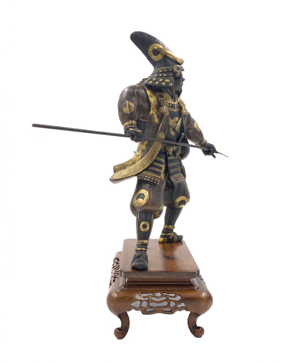 LARGE SIGNED JAPANESE PARCEL GILT BRONZE FIGURE, MEIJI PERIOD  View IV