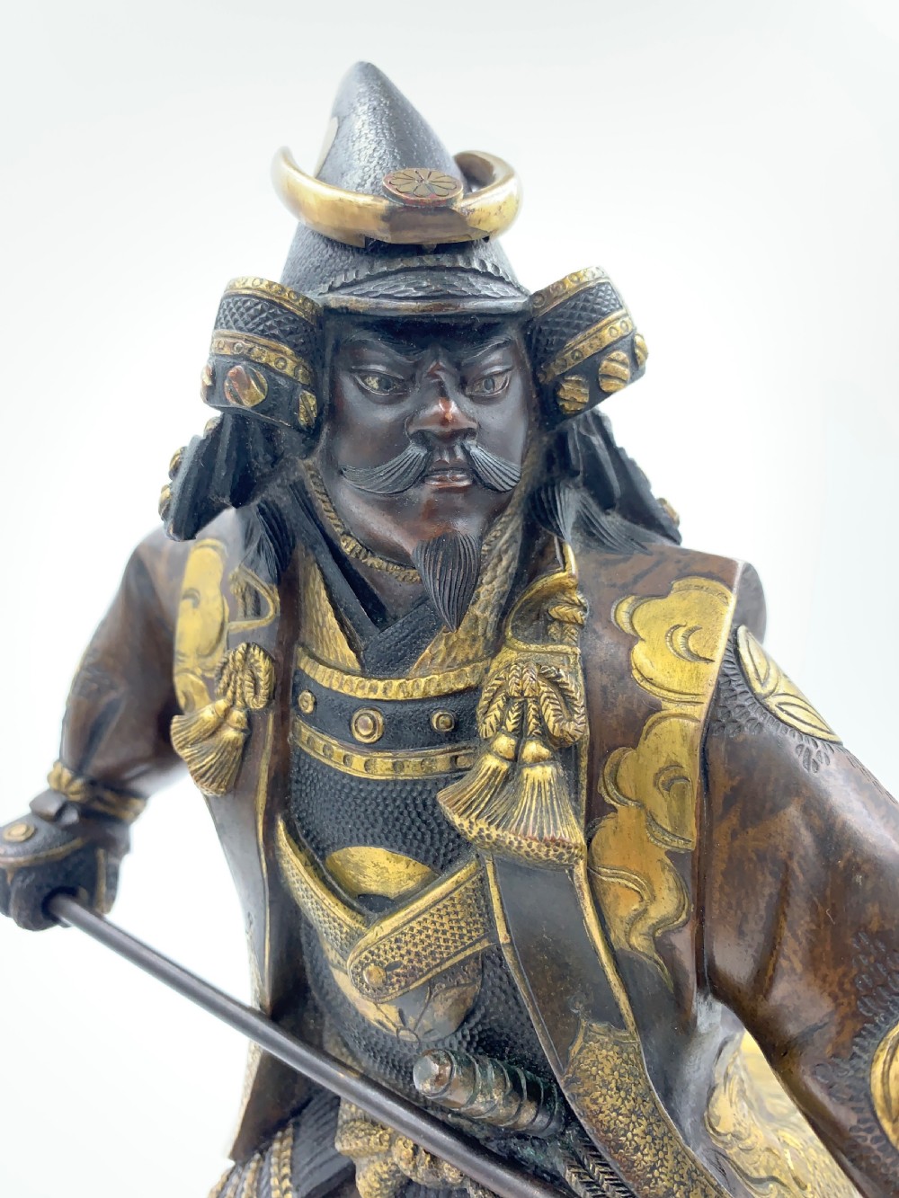 LARGE SIGNED JAPANESE PARCEL GILT BRONZE FIGURE, MEIJI PERIOD  View IX