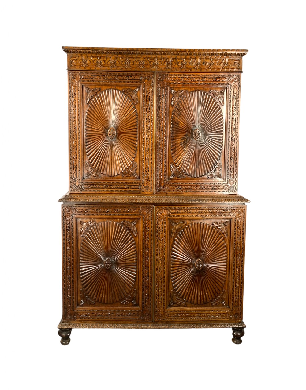 ANGLO-INDIAN CARVED PADOUK LINEN PRESS 