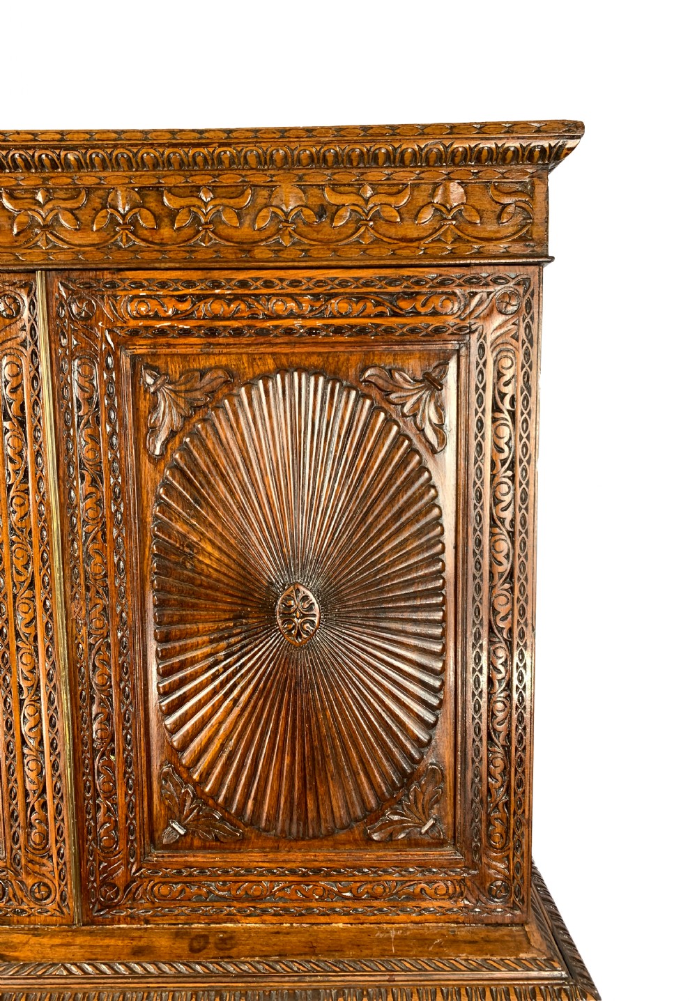 ANGLO-INDIAN CARVED PADOUK LINEN PRESS  View II