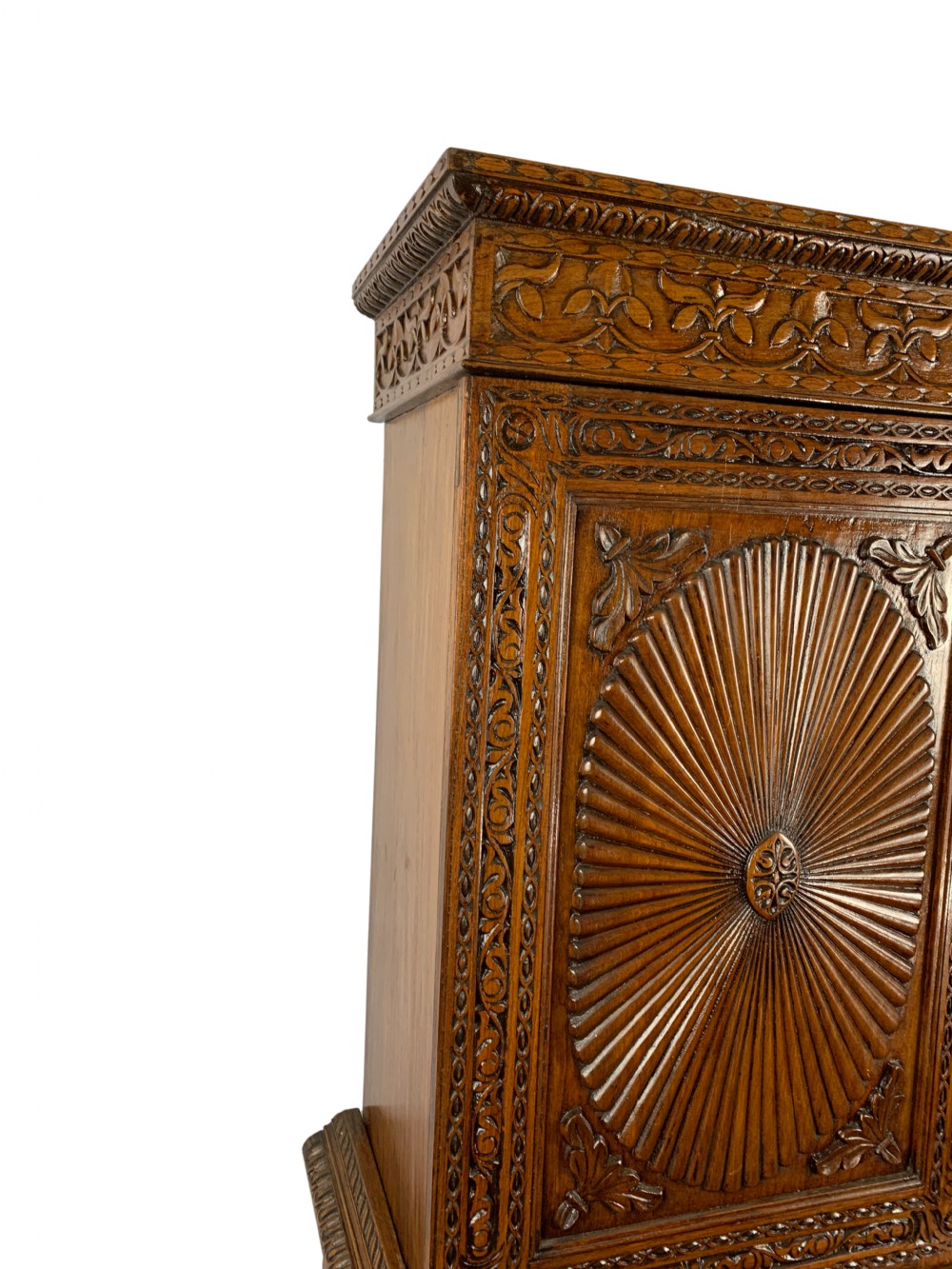 ANGLO-INDIAN CARVED PADOUK LINEN PRESS  View III