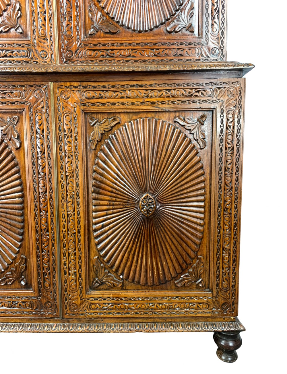 ANGLO-INDIAN CARVED PADOUK LINEN PRESS  View IV
