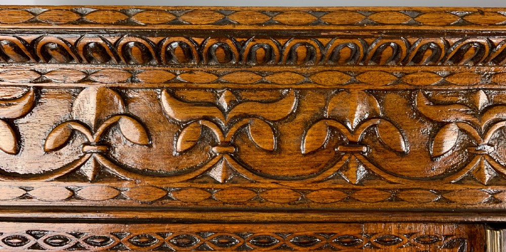 ANGLO-INDIAN CARVED PADOUK LINEN PRESS  View V