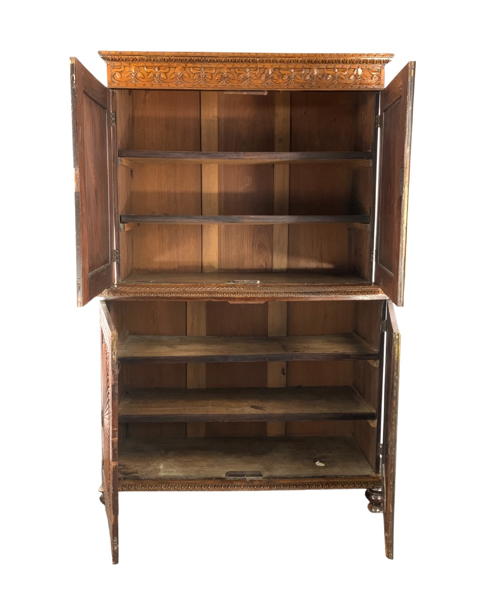 ANGLO-INDIAN CARVED PADOUK LINEN PRESS  View VII