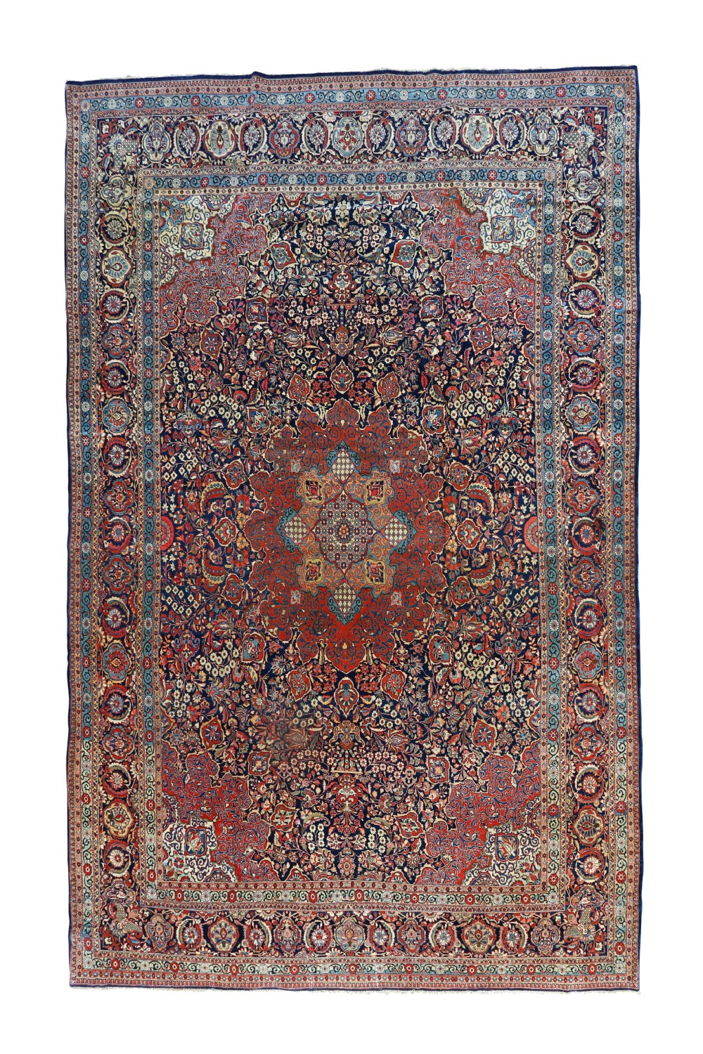 LARGE ANTIQUE PERSIAN KASHAN CARPET